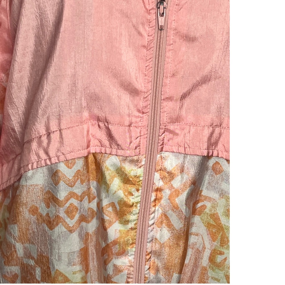 Vtg 90s Indications Pink Abstract Track Jacket Sz M Nylon Athleisure Windbreaker - Picture 5 of 11